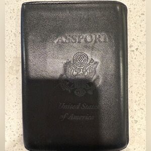 Black Leather Passport Holder by Johnston and Murphy